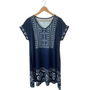 elescat Summer V Neck Short Sleeve Flowy Tshirt Dress NWOT